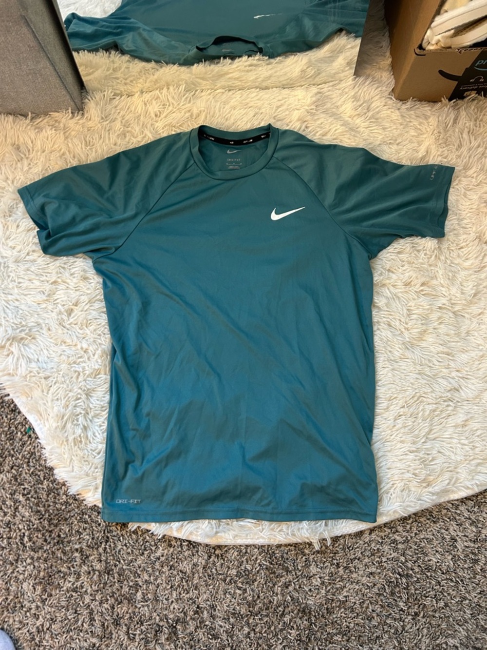 Nike Short-Sleeve Athletic Swim Tee in Teal